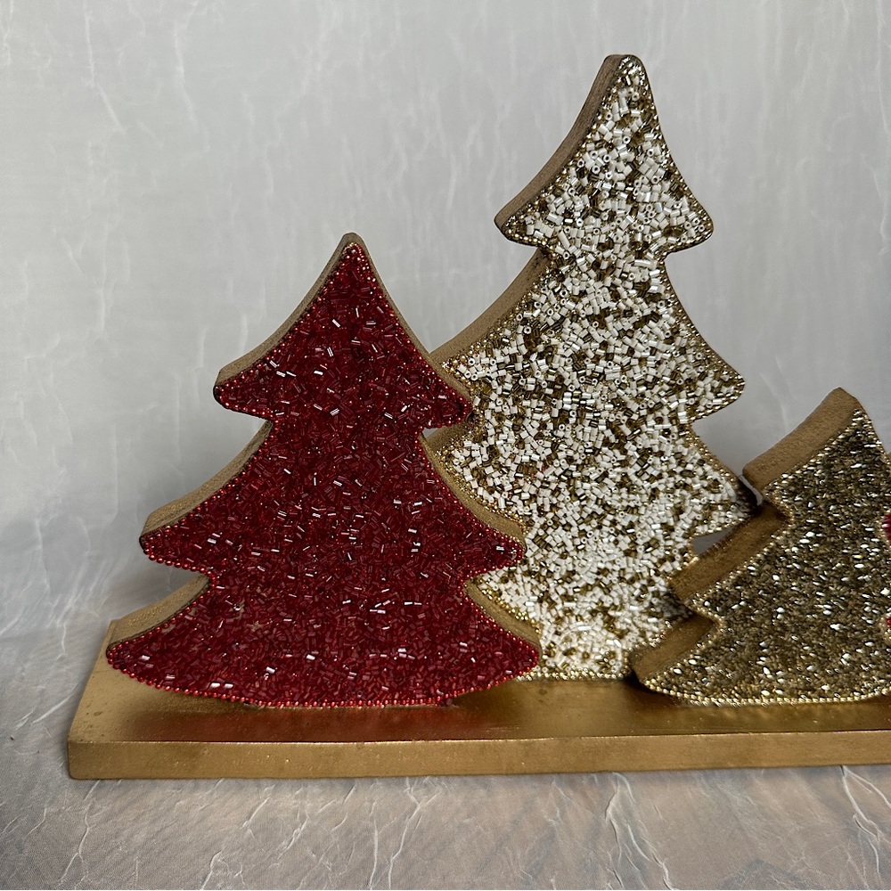 Tribal Design Beaded Christmas Trees Seasonal Holiday Home Decor Table Accent - Picture 6 of 15
